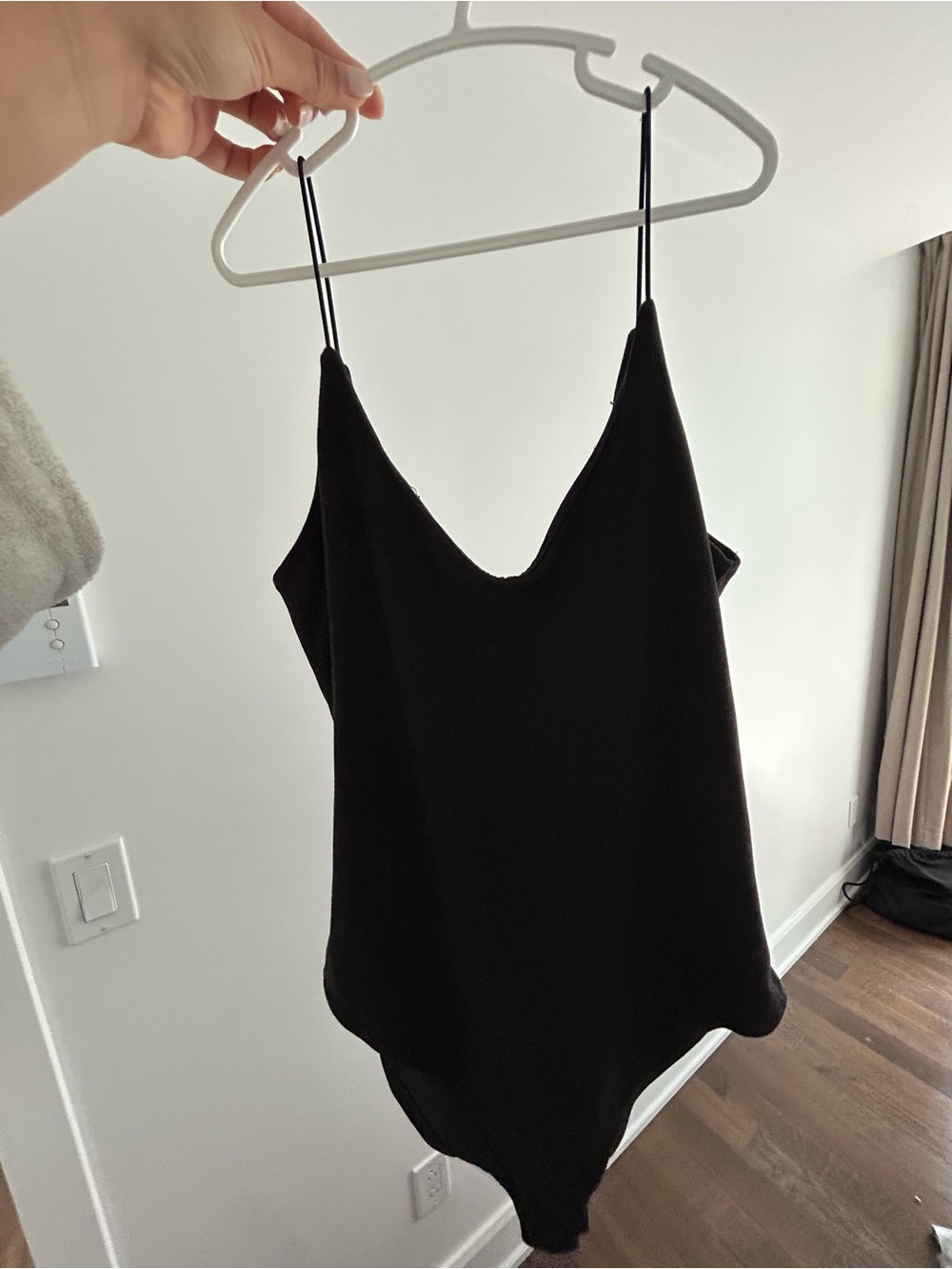 Black V-Neck Spaghetti Strap Women's Top